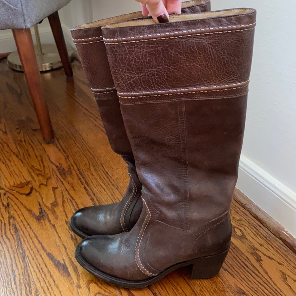 Dark brown Frye leather boots